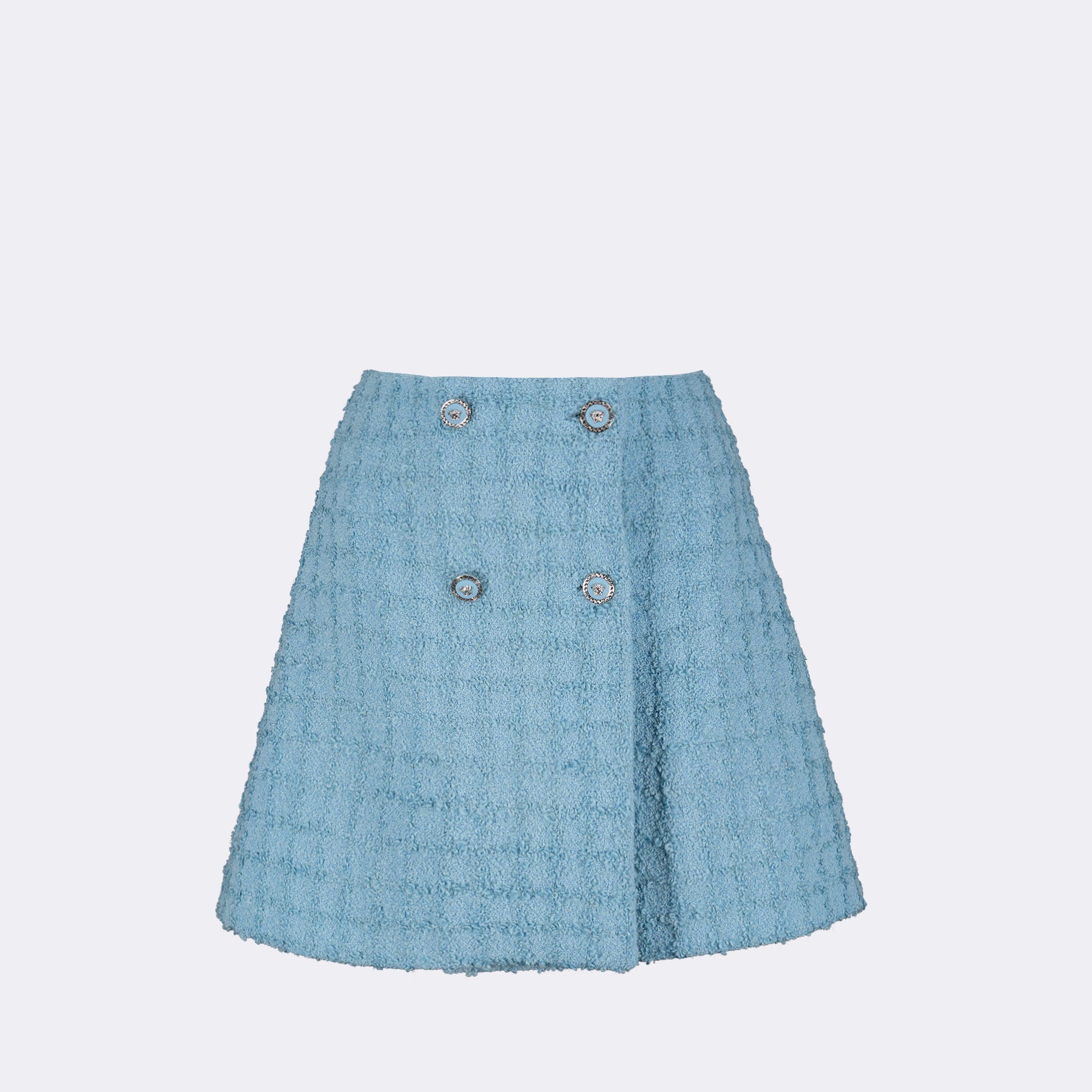 Blue Tweed Mini Skirt, Versace Tweed Skirt, Luxury Women's Skirt, High-end Fashion, Designer Mini Skirt