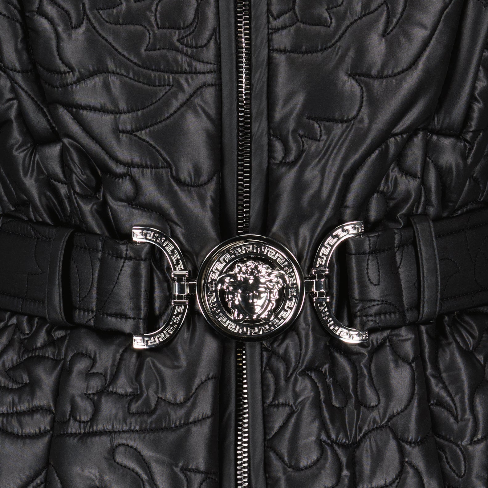 quilted jacket, Barocco print, Versace outerwear, luxury fashion, black jacket