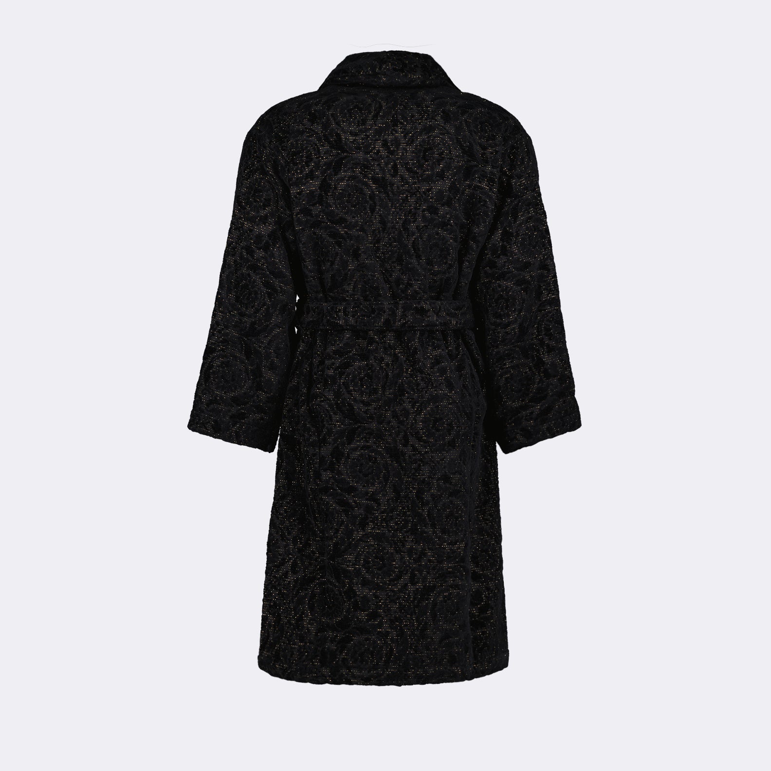 Versace robe, Barocco pattern, luxury loungewear, designer robe, black and gold robe