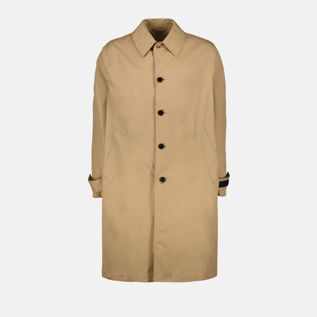 Beige Gabardine Trench Coat with Barocco Embellishments