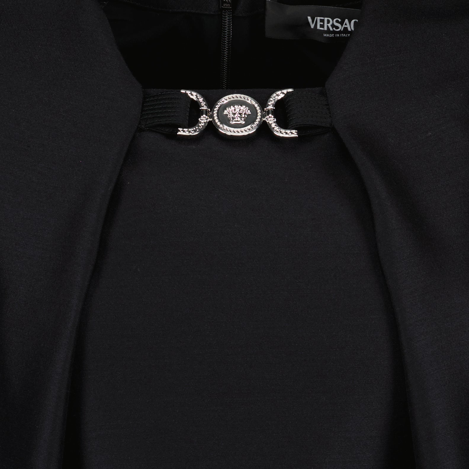 Versace dress, black wool dress, silk dress, luxury fashion, designer dress