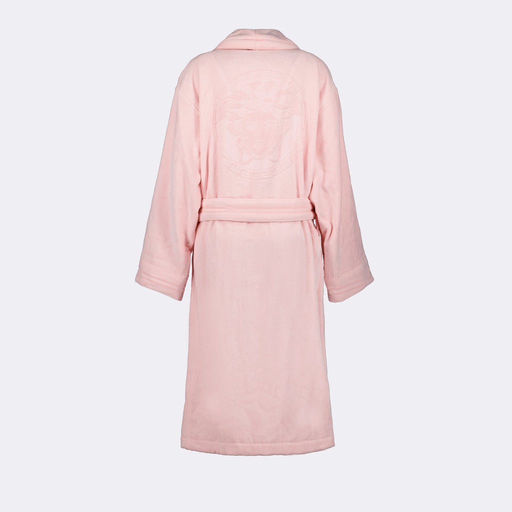 Versace, Medusa Peignoir, luxury loungewear, pink robe, elegant peignoir