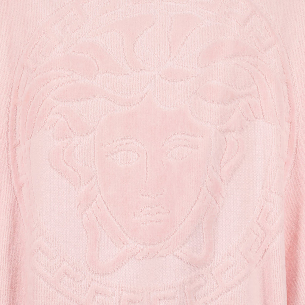 Versace, Medusa Peignoir, luxury loungewear, pink robe, elegant peignoir