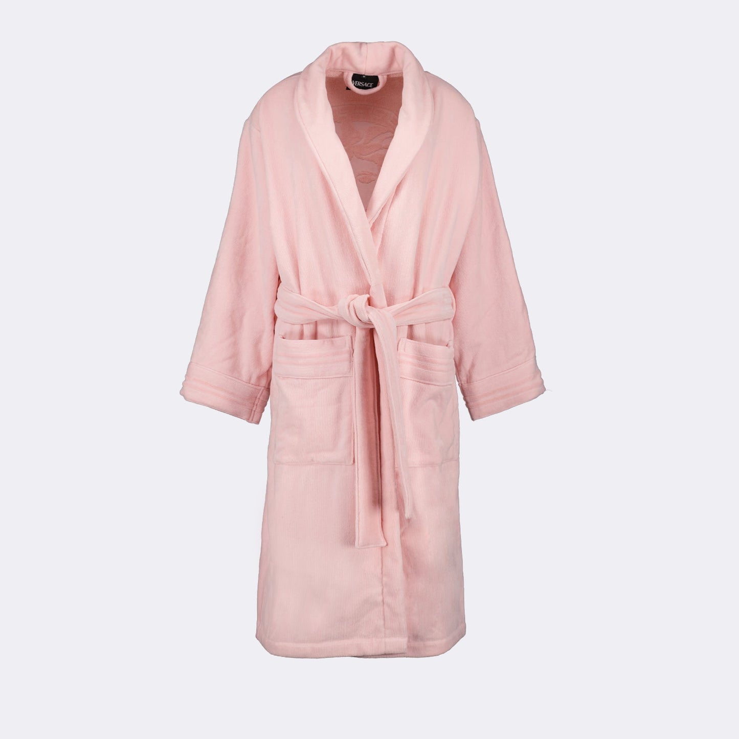 Versace, Medusa Peignoir, luxury loungewear, pink robe, elegant peignoir