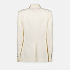 White blazer, Versace jacket, luxury womenswear, sophisticated blazer, tailored jacket
