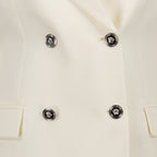 White blazer, Versace jacket, luxury womenswear, sophisticated blazer, tailored jacket