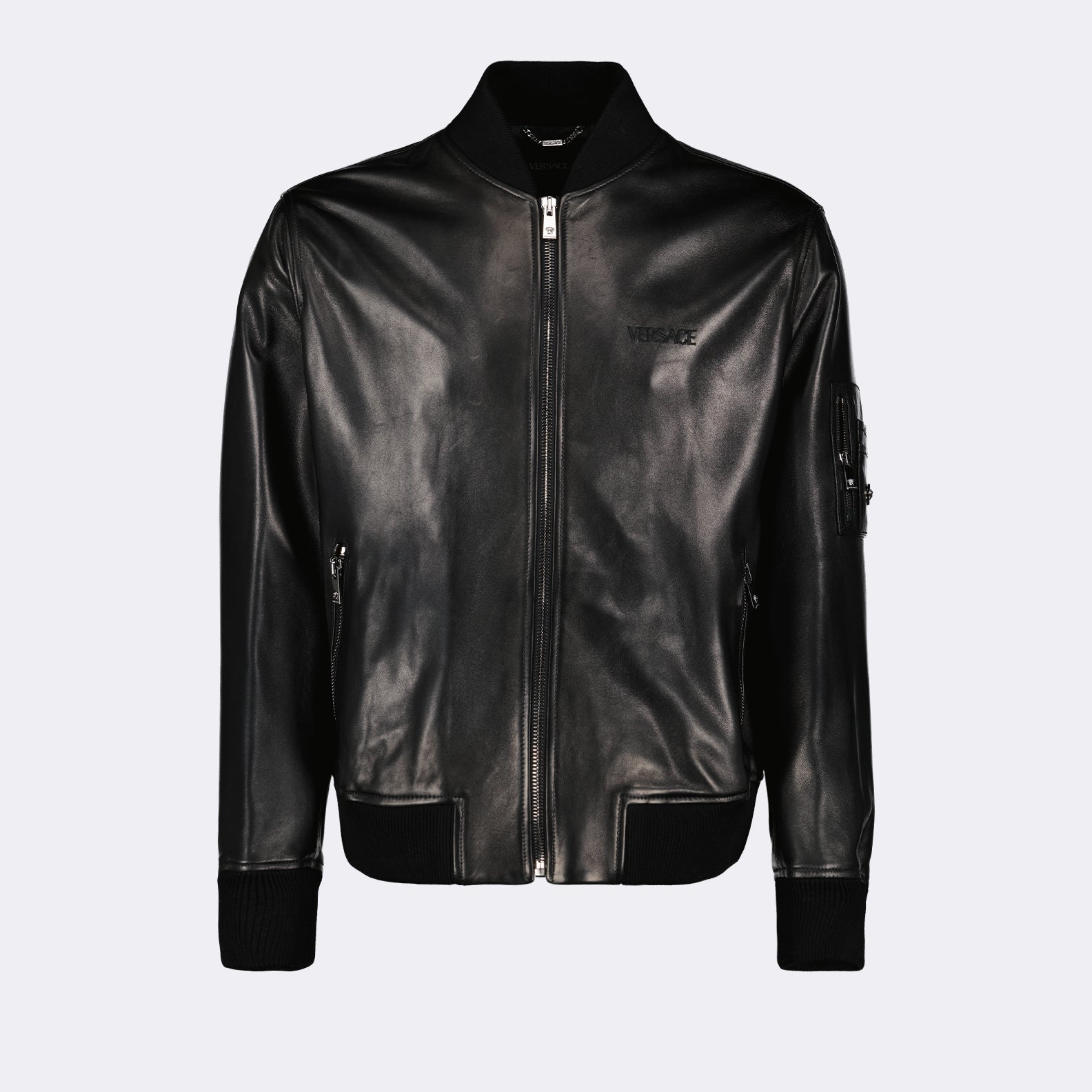 Versace, Nappa Leather, Bomber Jacket, Luxury Fashion, Sophisticated Outerwear