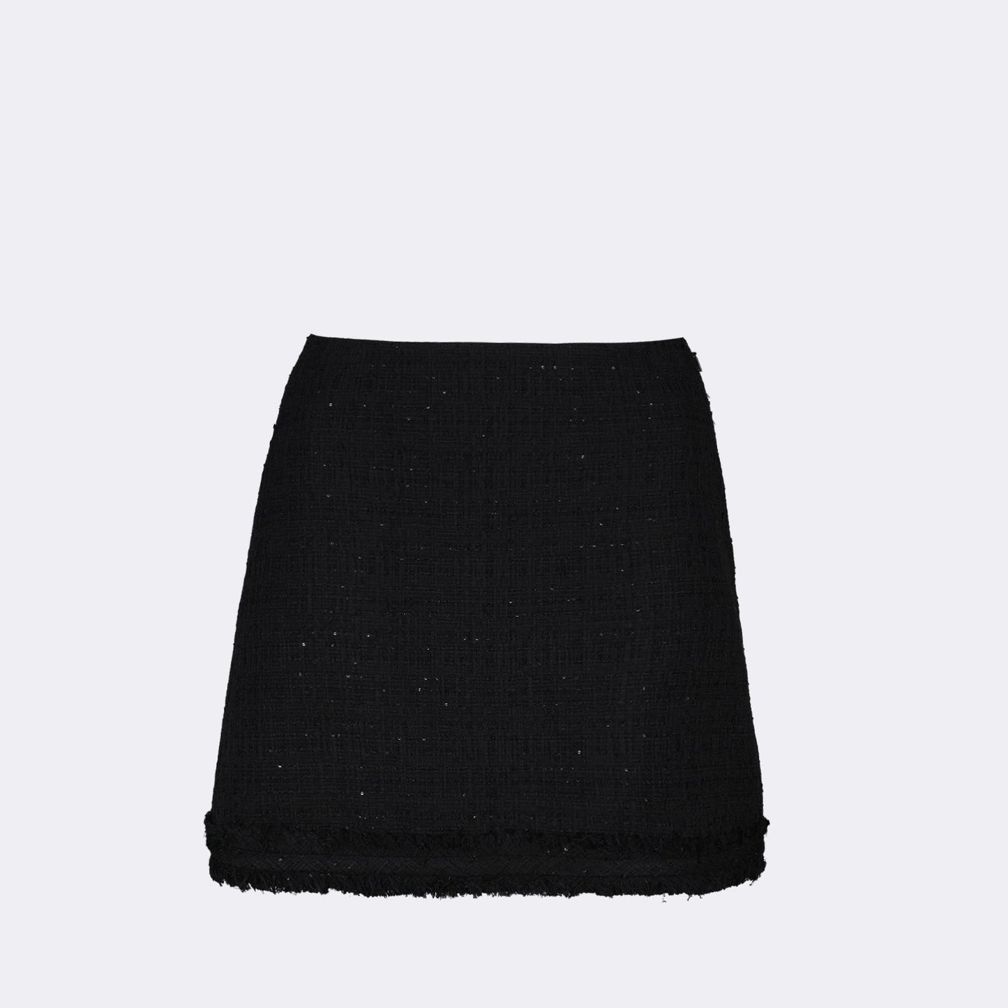 black tweed skirt, luxury mini skirt, Versace tweed, elegant skirt, high-end fashion