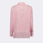 Barocco silk shirt, luxury silk shirt, Versace clothing, pink silk blouse, high-end fashion