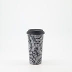Barocco travel mug, black and gray mug, elegant travel cup, stylish mug, Versace-inspired drinkware