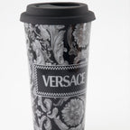 Barocco travel mug, black and gray mug, elegant travel cup, stylish mug, Versace-inspired drinkware