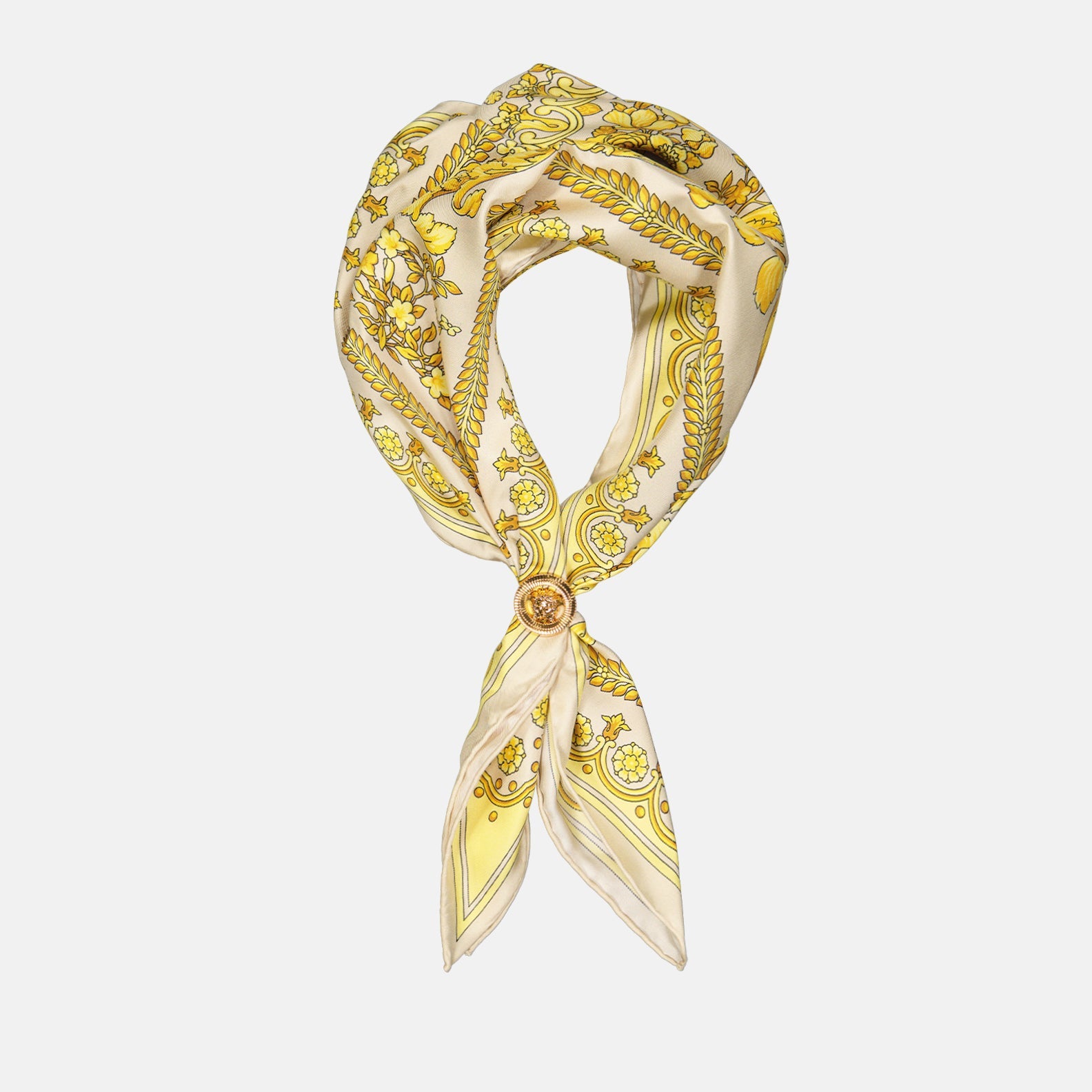 Versace scarf, Barocco print scarf, luxury silk scarf, high-end accessories, elegant triangle scarf