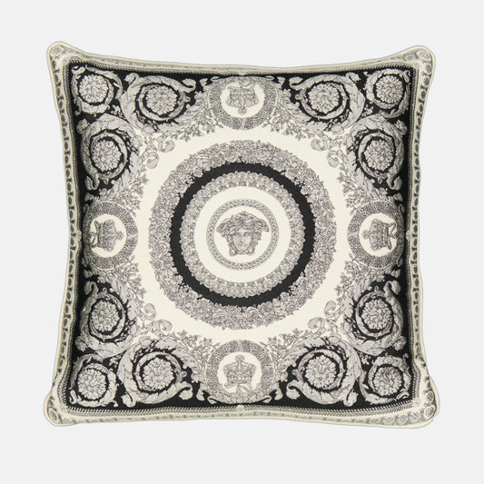 Versace cushion, luxury home décor, floral cushion, designer cushion, black and white cushion