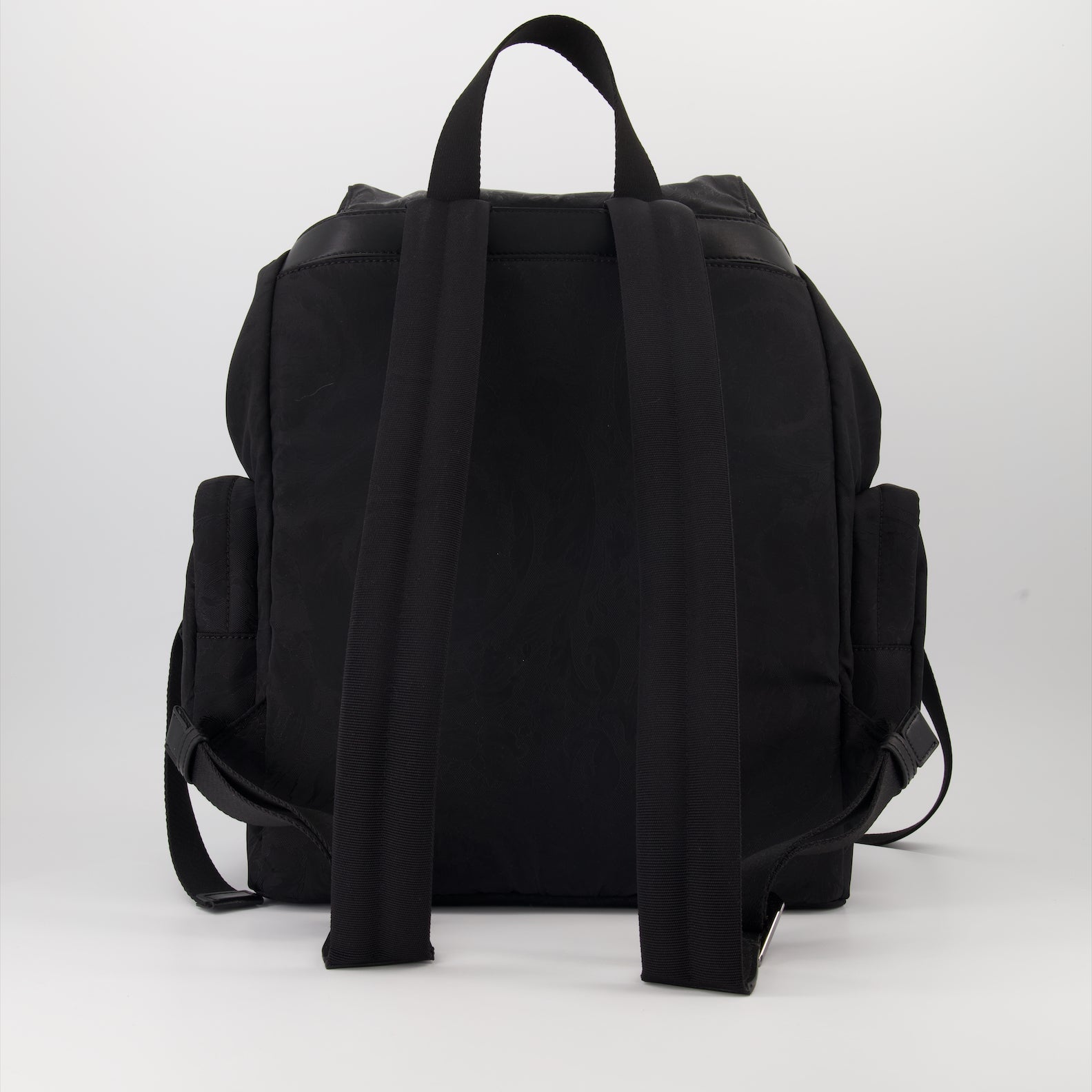 Barocco Neo backpack, luxury nylon backpack, Versace accessories, designer backpack, high-end fashion bag