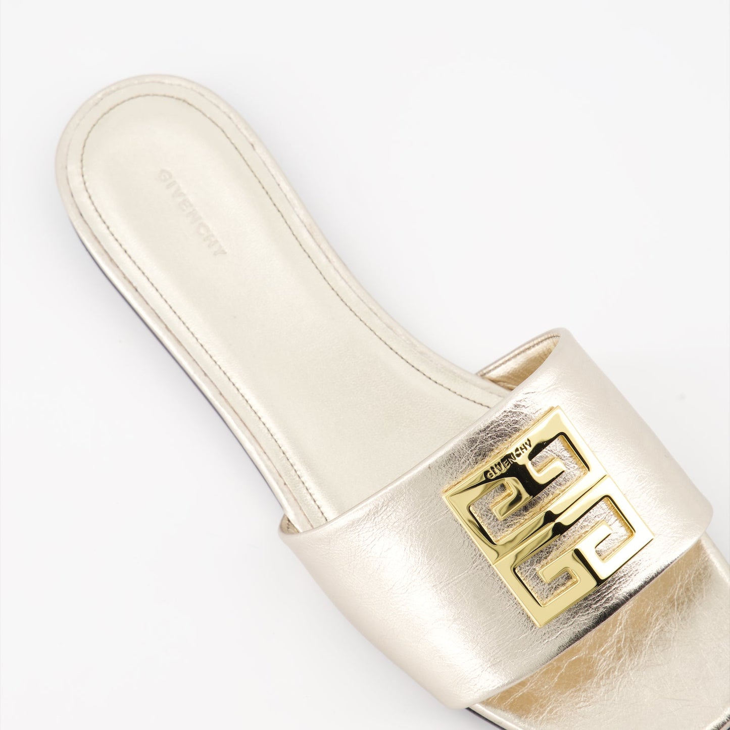 Givenchy, Golden Mules, 4G Emblem, Luxury Footwear, Elegant Design