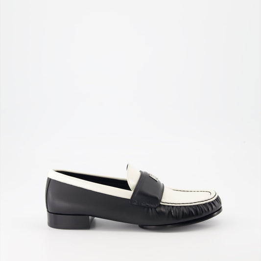 Givenchy leather moccasins, luxury footwear, 4G emblem shoes, elegant moccasins, white and black moccasins