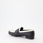 Givenchy leather moccasins, luxury footwear, 4G emblem shoes, elegant moccasins, white and black moccasins