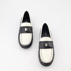 Givenchy leather moccasins, luxury footwear, 4G emblem shoes, elegant moccasins, white and black moccasins