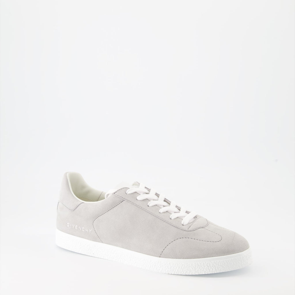 white leather sneakers, grey suede sneakers, Givenchy Town sneakers, luxury casual shoes, designer footwear
