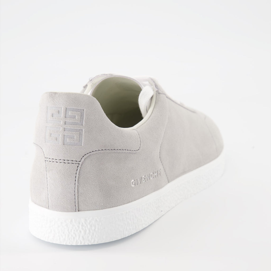 white leather sneakers, grey suede sneakers, Givenchy Town sneakers, luxury casual shoes, designer footwear