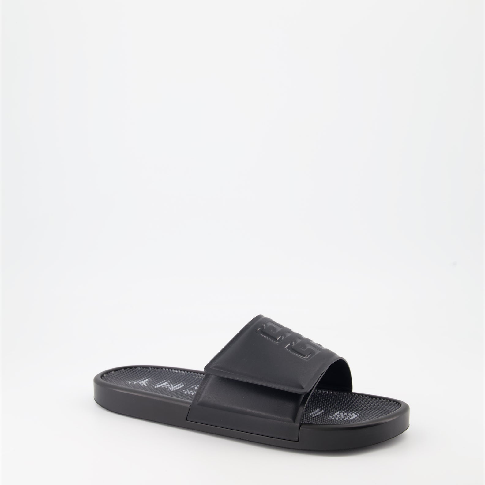 Givenchy, luxury slides, adjustable slide sandals, 4G emblem, high fashion footwear