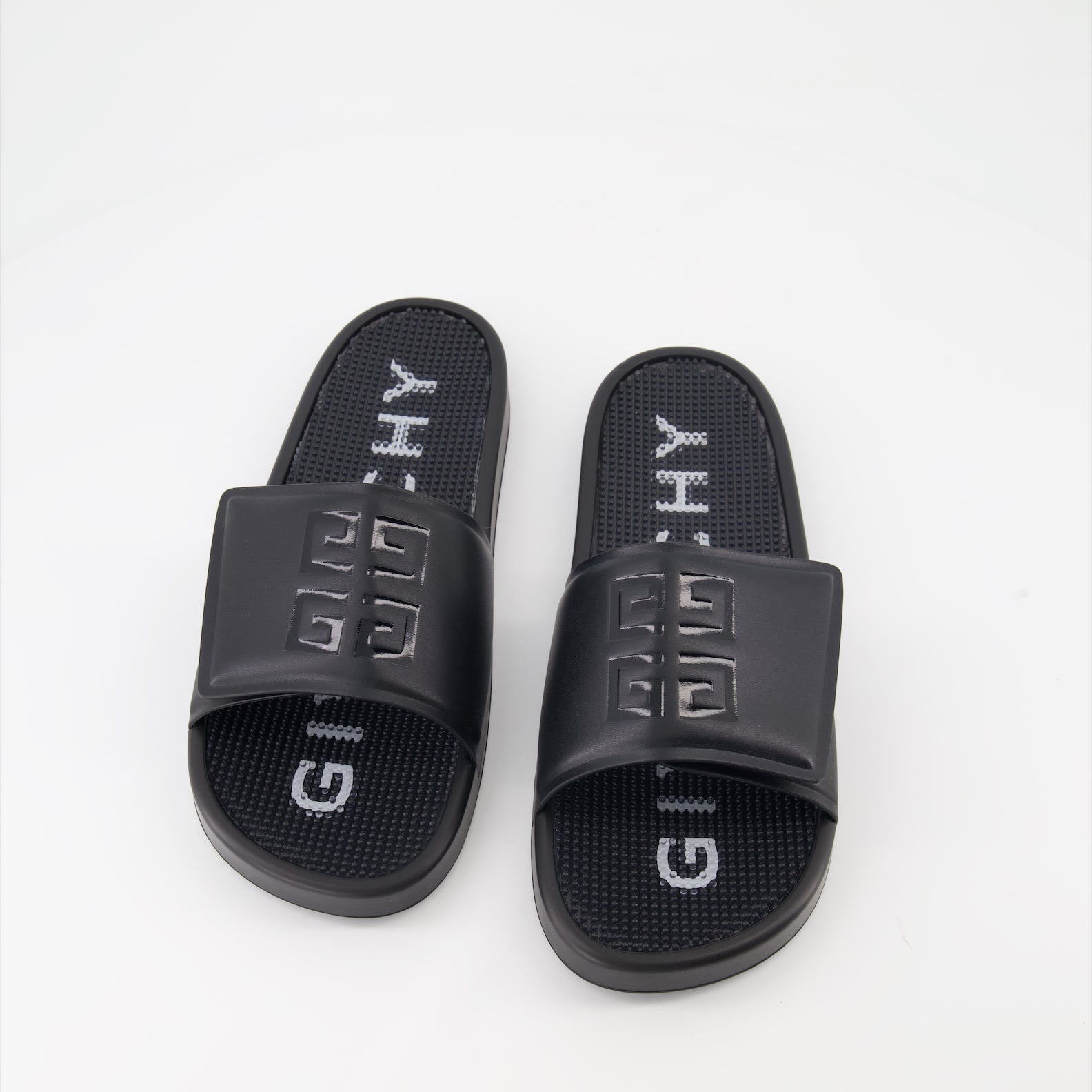 Givenchy, luxury slides, adjustable slide sandals, 4G emblem, high fashion footwear