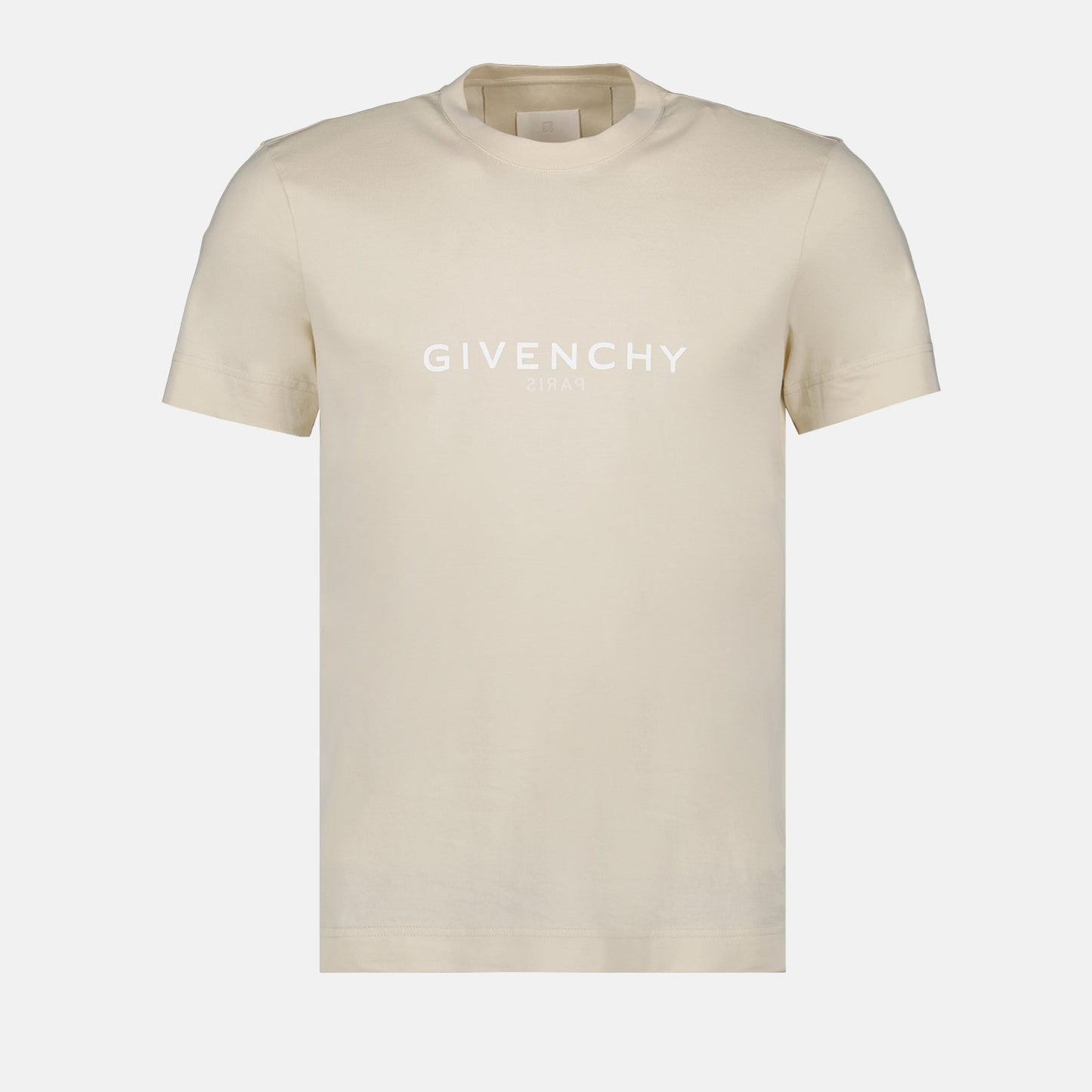 beige T-shirt, luxury T-shirt, Givenchy logos, elegant T-shirt, designer wear