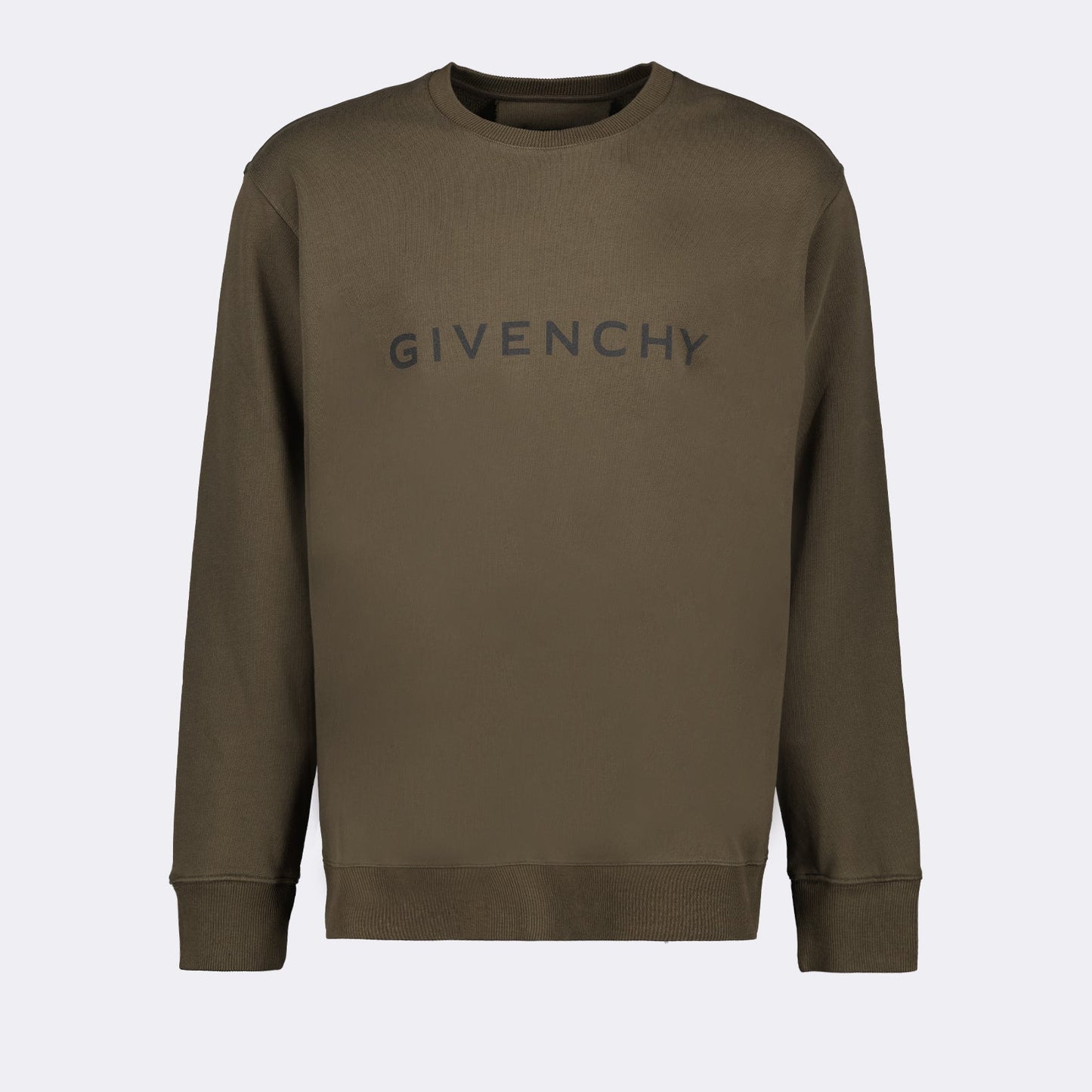 kaki sweatshirt, Givenchy logo, luxury fashion, premium materials, designer wardrobe