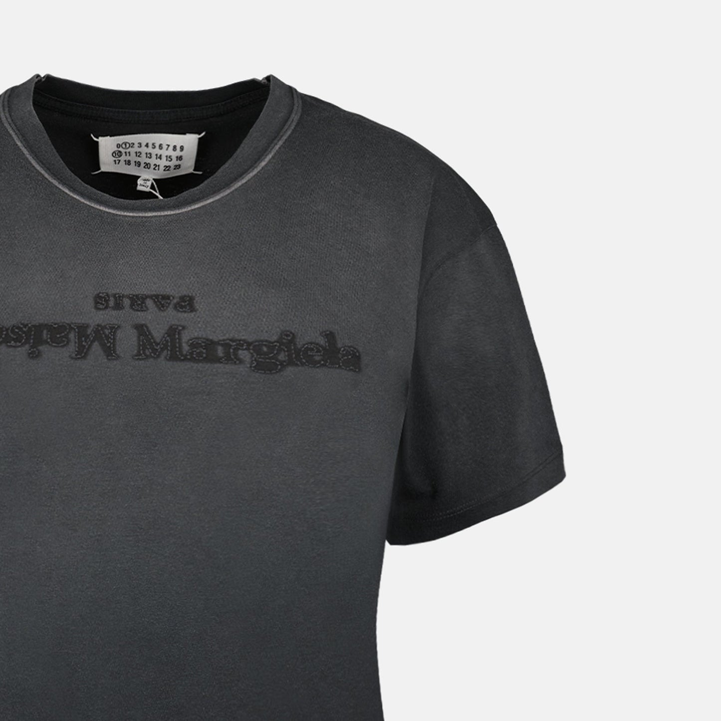 Maison Margiela, inverted logo T-shirt, luxury grey T-shirt, high-end fashion, designer clothing