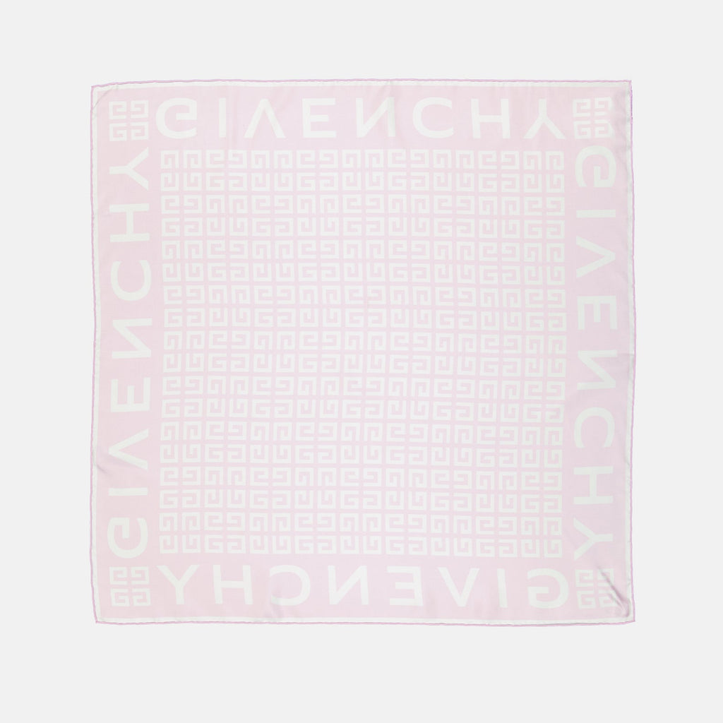 Givenchy scarf, luxury silk scarf, 4G pattern, pink and white scarf, high-end accessories