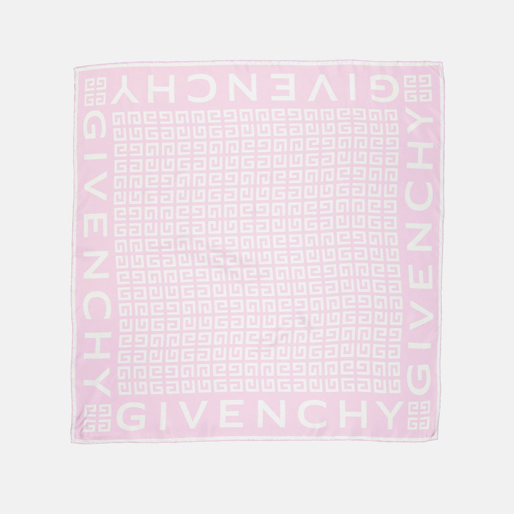 Givenchy scarf, luxury silk scarf, 4G pattern, pink and white scarf, high-end accessories