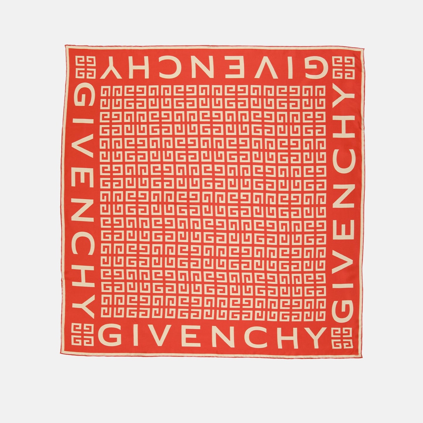 Givenchy scarf, silk scarf, luxury accessories, 4G motif, red and white scarf