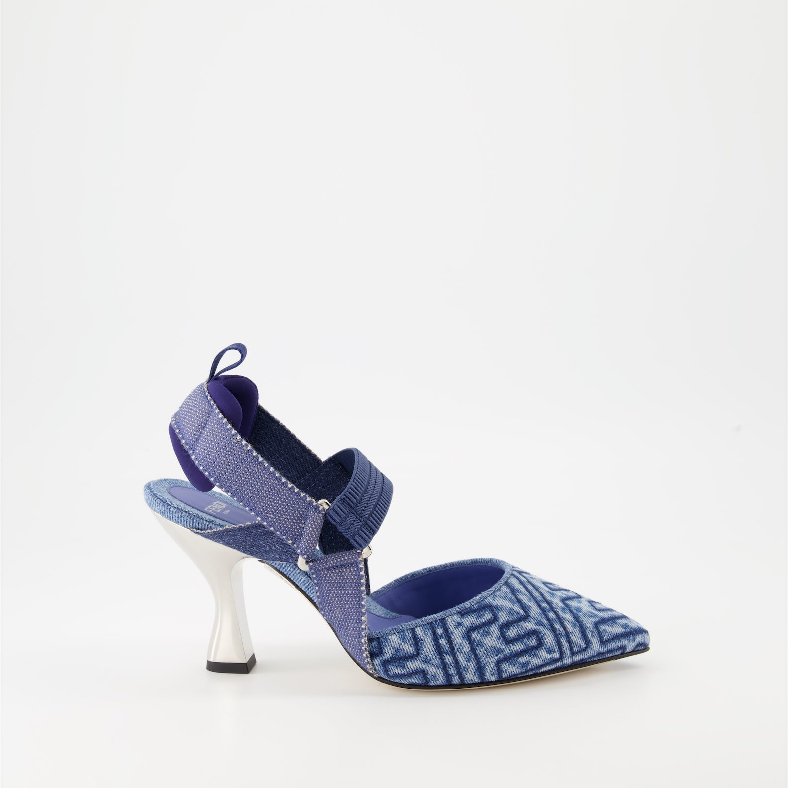 Fendi, Denim heels, Luxury footwear, Elegant shoes, High-end fashion