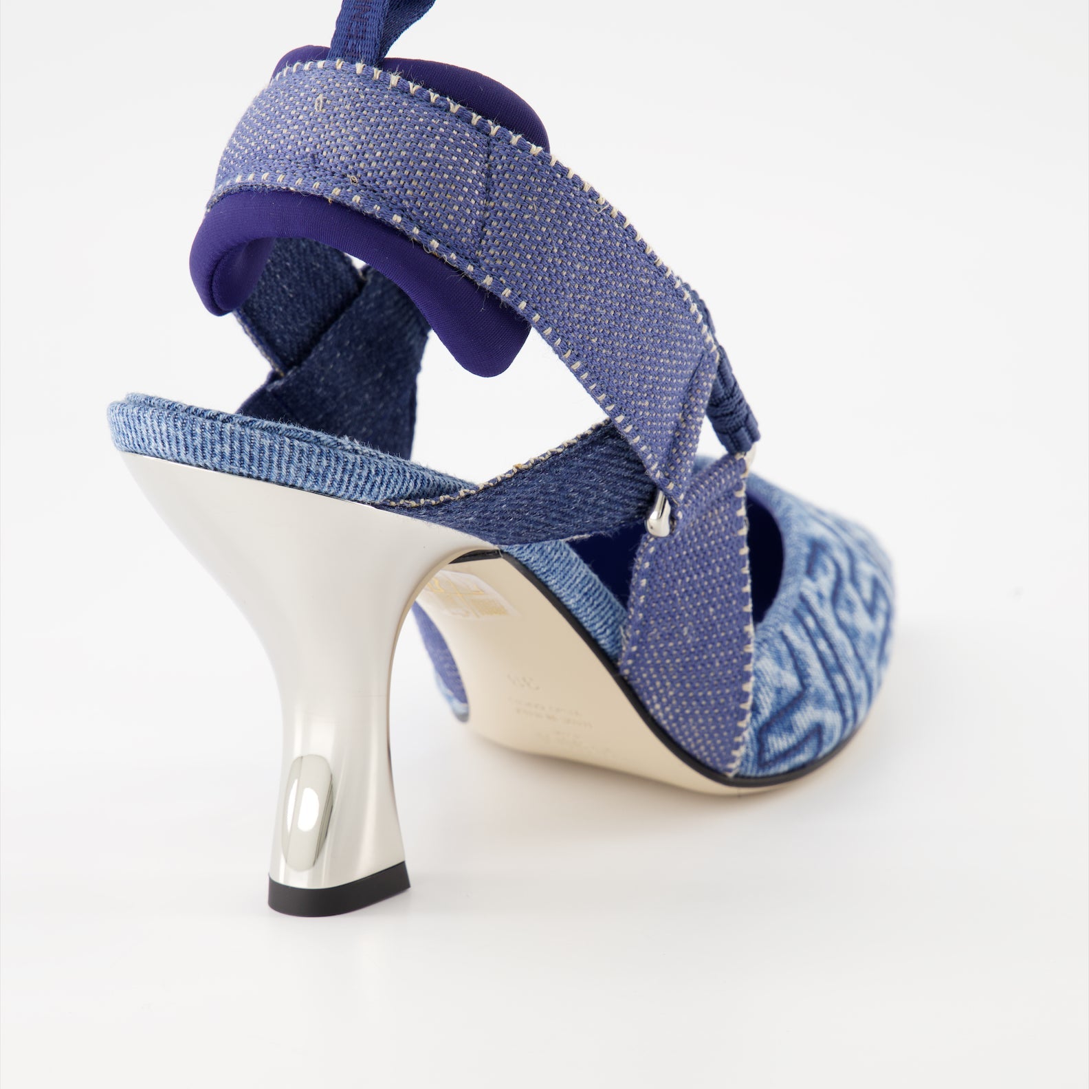 Fendi, Denim heels, Luxury footwear, Elegant shoes, High-end fashion