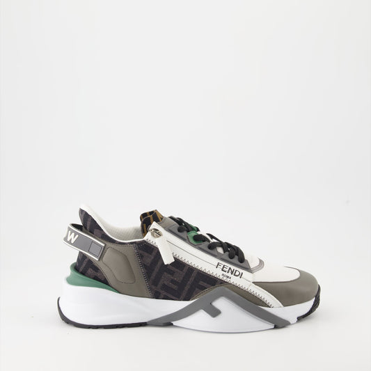 Fendi sneakers, luxury footwear, grey leather sneakers, jacquard sneakers, designer sneakers