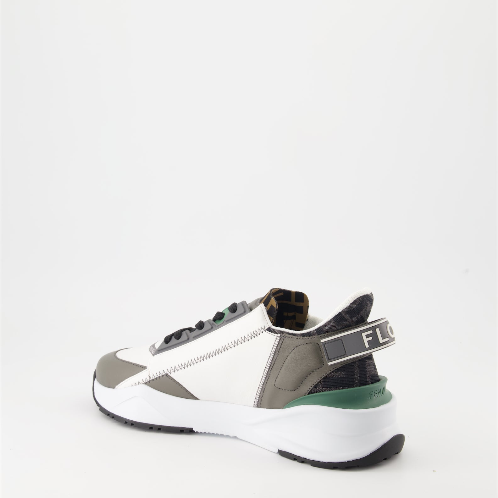 Fendi sneakers, luxury footwear, grey leather sneakers, jacquard sneakers, designer sneakers