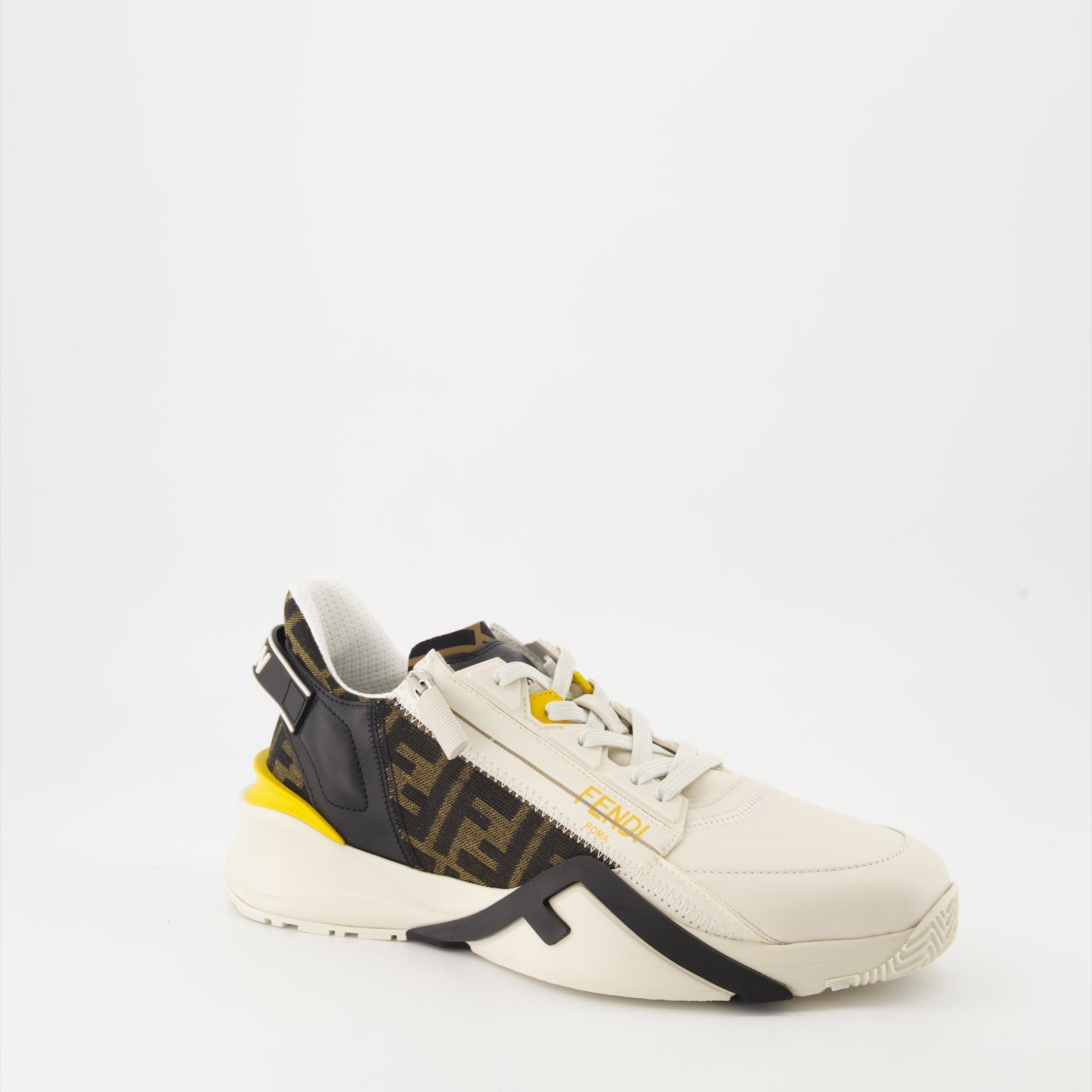 Fendi sneakers, luxury footwear, jacquard FF pattern, leather sneakers, contemporary fashion