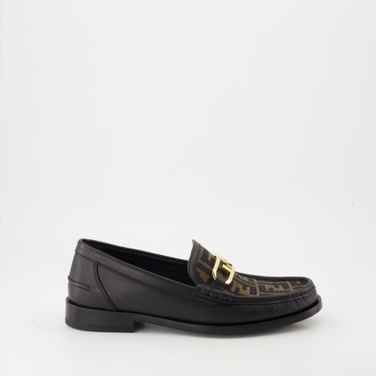 Fendi mocassins, black leather shoes, luxury footwear, elegant mocassins, designer shoes