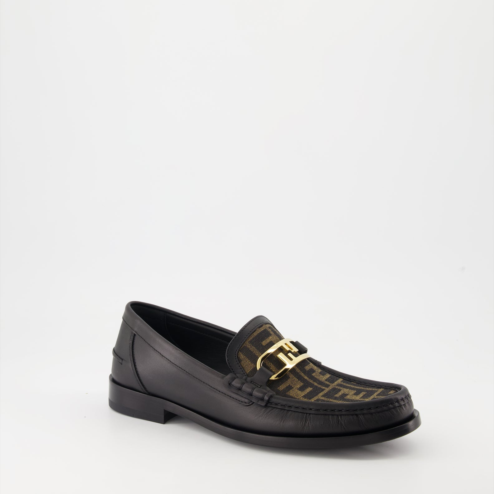 Fendi mocassins, black leather shoes, luxury footwear, elegant mocassins, designer shoes