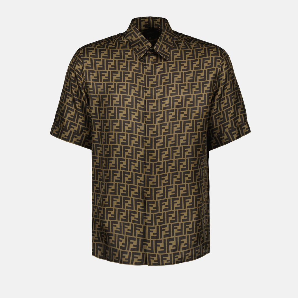 Fendi shirt, luxury silk shirt, FF pattern, men's fashion, high-end wear