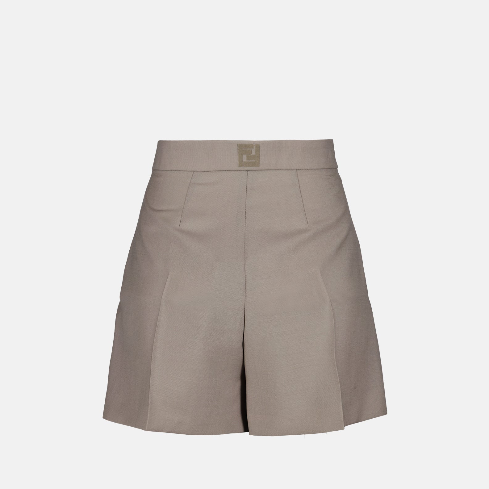 mohair shorts, luxury shorts, taupe grey shorts, Fendi clothing, elegant women’s shorts