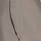 mohair shorts, luxury shorts, taupe grey shorts, Fendi clothing, elegant women’s shorts