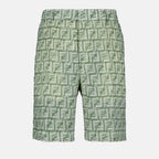 Fendi shorts, linen shorts, green shorts, FF pattern, luxury shorts