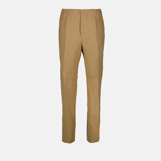 camel pants, straight-leg trousers, luxury fashion, Fendi pants, premium men's wear