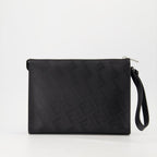 Fendi, black leather pouch, luxury accessory, sophisticated design, designer pouch