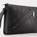 Fendi, black leather pouch, luxury accessory, sophisticated design, designer pouch
