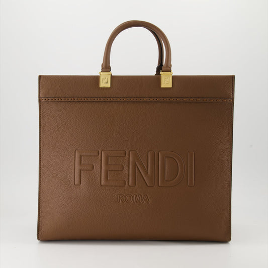 Fendi tote bag, luxury leather tote, grained leather handbag, designer tote bag, iconic Fendi accessory