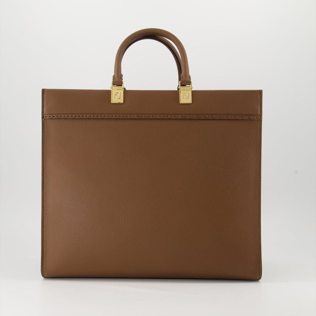 Fendi tote bag, luxury leather tote, grained leather handbag, designer tote bag, iconic Fendi accessory