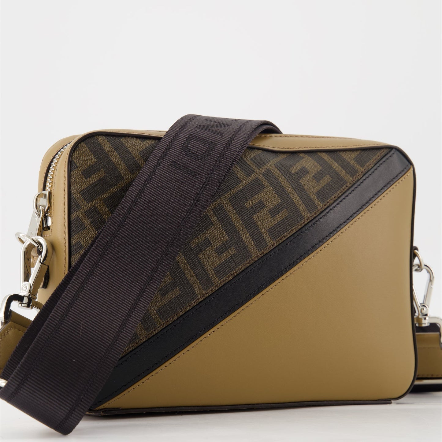 Fendi, leather camera bag, luxury bag, fashion accessory, brown leather bag