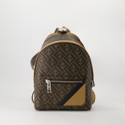 Fendi Backpack, FF Print, Leather and Canvas, Adjustable Straps, Fashion Accessories